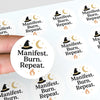 “Manifest. Burn. Repeat.” (Gold Edition) Candle Label Stickers