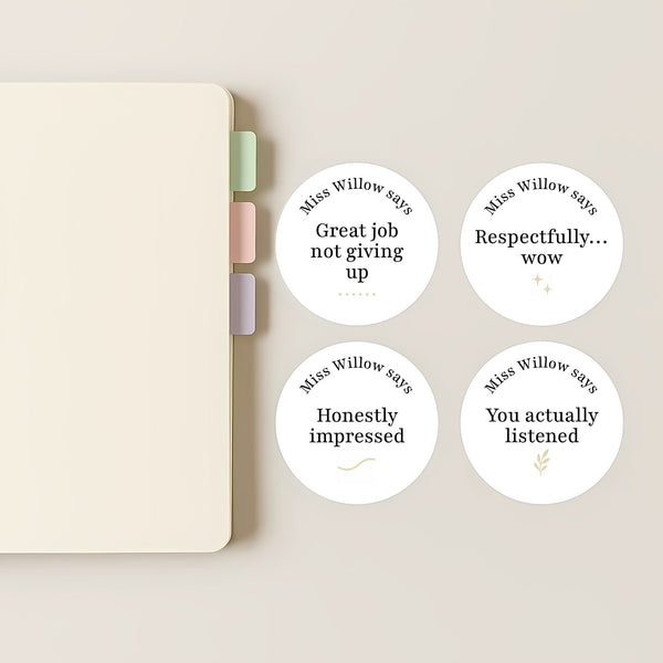 Minimalist Funny Teen Behaviour Stickers – Personalised Teacher Reward Stickers for High School Students