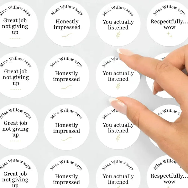 Minimalist Funny Teen Behaviour Stickers – Personalised Teacher Reward Stickers for High School Students - Sticksy Prints Australia