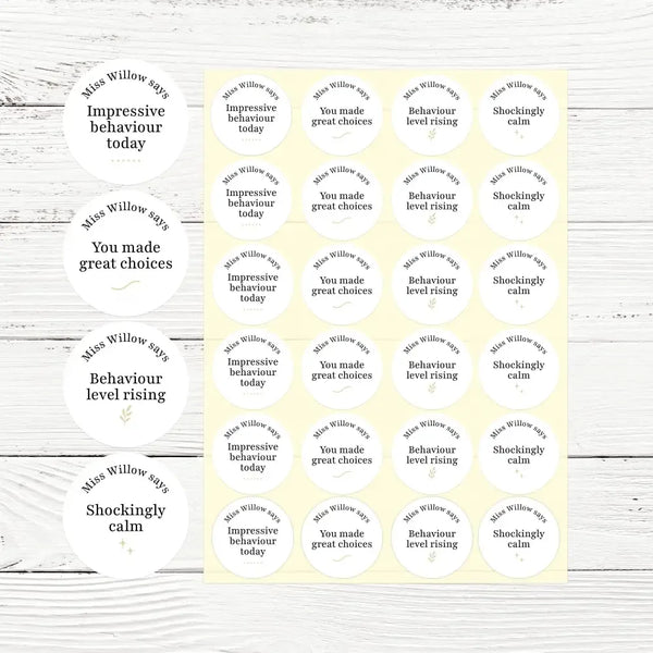 Minimalist Teen Behaviour Stickers – Funny Personalised Teacher Reward Stickers - Sticksy Prints Australia