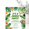 Personalised Jungle Birthday Invitations | Tropical Animal Kids Party Invite - Sticksy Prints Australia