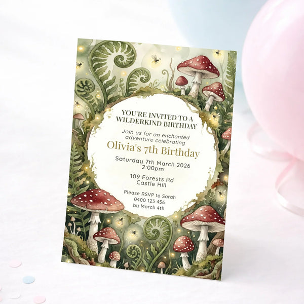 Wilderkind-Inspired Enchanted Forest Birthday Invitation Printed - Sticksy Prints Australia