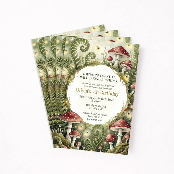 Wilderkind-Inspired Enchanted Forest Birthday Invitation Printed - Sticksy Prints Australia