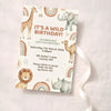 Personalised Safari Animal Birthday Invitations | Wild One Jungle Party Invite - Sticksy Prints Australia