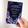 Personalised Cosmic Birthday Invitations | Galaxy Crystal Celestial Party Invite - Sticksy Prints Australia