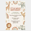 Personalised Safari Animal Birthday Invitations | Wild One Jungle Party Invite - Sticksy Prints Australia
