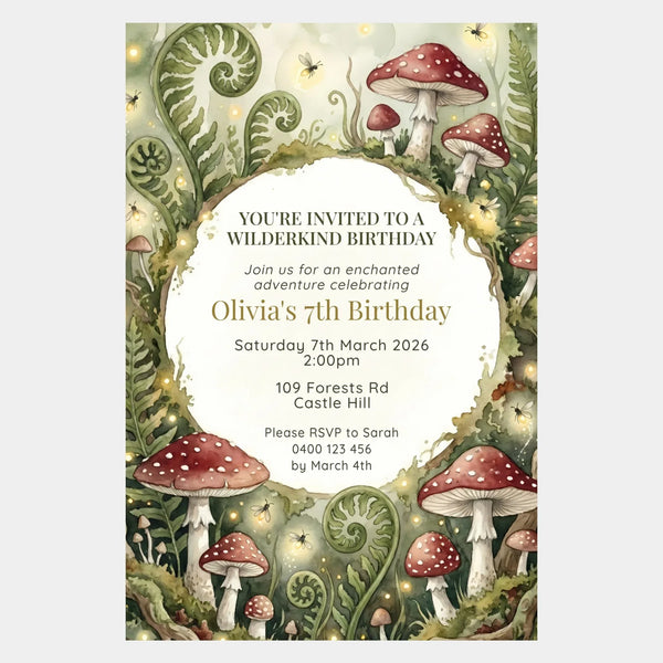 Wilderkind-Inspired Enchanted Forest Birthday Invitation Printed - Sticksy Prints Australia