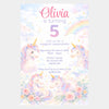 Personalised Unicorn Birthday Invitations | Magical Rainbow Party Invites - Sticksy Prints Australia
