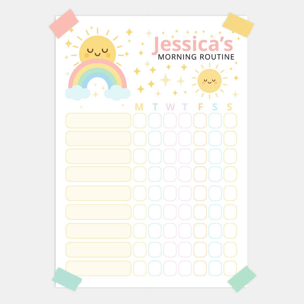 Morning & Bedtime Routine Charts for Kids (Editable) – Pastel Printable Set