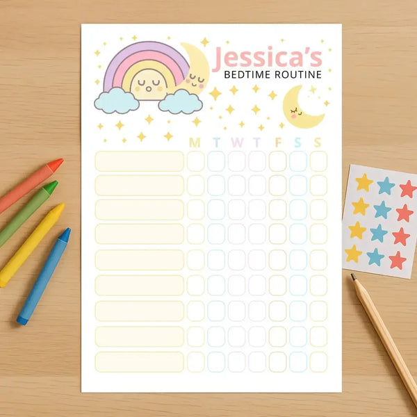 Morning & Bedtime Routine Charts for Kids (Editable) – Pastel Printable Set - Sticksy Prints Australia