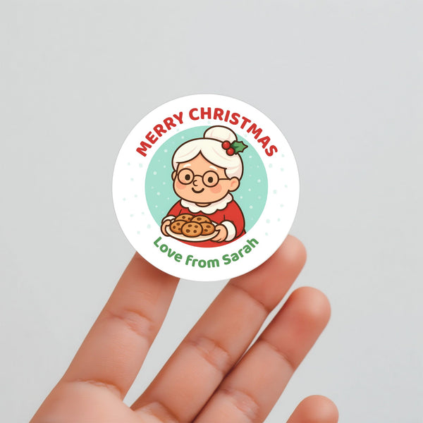 Mrs Claus Christmas Stickers – Personalised Name Label