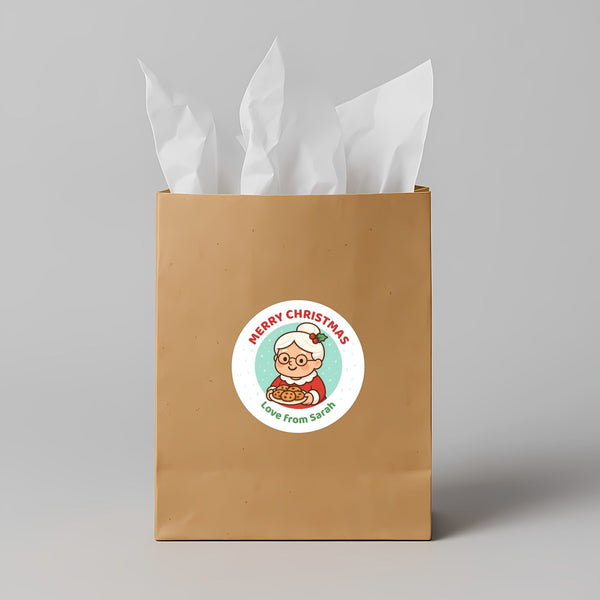 Mrs Claus Christmas Stickers – Personalised Name Label