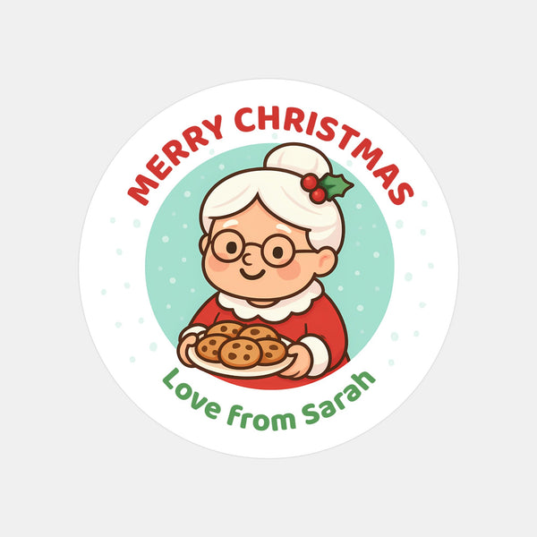 Mrs Claus Christmas Stickers – Personalised Name Label