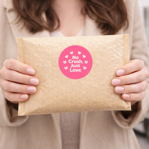 No Crush Just Love Stickers | Cute Do Not Squash Parcel Labels for Small Businesses