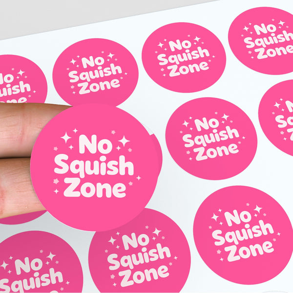 No Squish Zone Stickers | Pink Do Not Squash Parcel Labels for Small Businesses