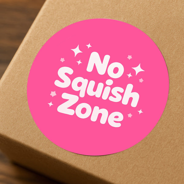 No Squish Zone Stickers | Pink Do Not Squash Parcel Labels for Small Businesses