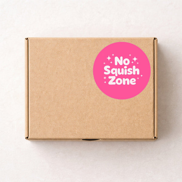 No Squish Zone Stickers | Pink Do Not Squash Parcel Labels for Small Businesses