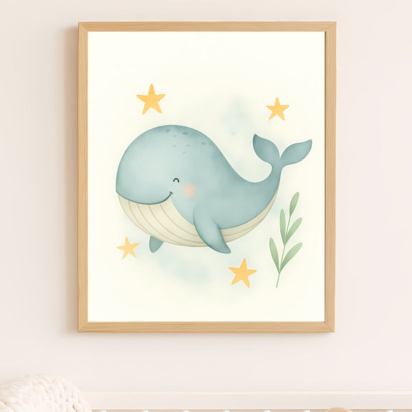 Ocean Nursery Wall Art Set – Whale Dolphin Octopus Seahorse & Turtle | PDF Printable Digital Download