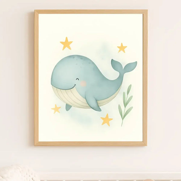 Ocean Nursery Wall Art Set – Whale, Dolphin, Octopus, Seahorse & Turtle | PDF Printable Digital Download - Sticksy Prints Australia