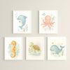 Ocean Nursery Wall Art Set – Whale Dolphin Octopus Seahorse & Turtle | PDF Printable Digital Download