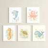 Ocean Nursery Wall Art Set – Whale Dolphin Octopus Seahorse & Turtle | PDF Printable Digital Download