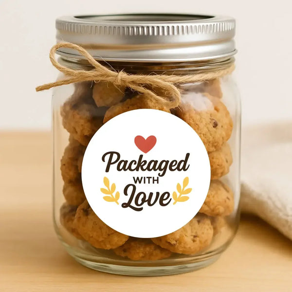 Packaged with Love Stickers For Small Business - Sticksy Prints Australia