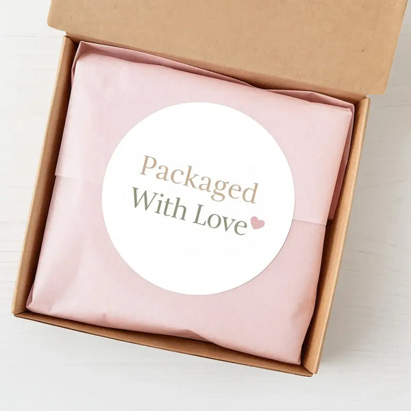 Packaged With Love Stickers | Neutral Small Business Packaging Labels | Handmade Order Stickers Australia - Sticksy Prints Australia