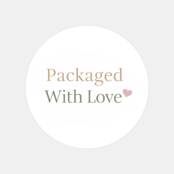 Packaged With Love Stickers | Neutral Small Business Packaging Labels | Handmade Order Stickers Australia