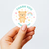 Pastel Bear Thank You Stickers – Custom Name Kids Birthday Party Favour Labels