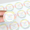 Pastel Brushstroke Thank You Stickers – Custom Name Kids Birthday Party Favour Labels - Sticksy Prints Australia