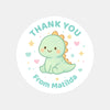 Pastel Dinosaur Thank You Stickers – Custom Name Kids Birthday Party Favour Labels