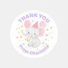 Pastel Elephant Thank You Stickers – Custom Name Kids Birthday Party Favour Labels
