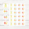 Pastel Fruit Thank You Stickers – Set of 4 Designs – Custom Name Kids Birthday Party Favour Labels