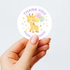 Pastel Giraffe Thank You Stickers – Custom Name Kids Birthday Party Favour Labels