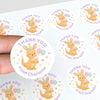 Pastel Kangaroo Thank You Stickers – Custom Name Kids Birthday Party Favour Labels - Sticksy Prints Australia