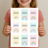 Pastel Rainbow Kids Bag Tags Printable Personalised Name Tags A4 Canva Template