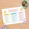 Pastel Rainbow Kids Daily Checklist – Editable Name & Tasks | Canva Template (A4 A3 & US Letter)