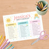 Pastel Rainbow Kids Daily Checklist – Editable Name & Tasks | Canva Template (A4, A3 & US Letter) - Sticksy Prints Australia