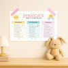 Pastel Rainbow Kids Daily Checklist – Editable Name & Tasks | Canva Template (A4 A3 & US Letter)