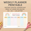 Pastel Rainbow Kids Weekly Planner – Editable Name & Title (A4, A3 & US Letter) - Sticksy Prints Australia