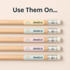 Pastel Rainbow Pencil Label Template – Editable Slim Name Labels (Canva Printable)