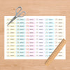 Pastel Rainbow Pencil Label Template – Editable Slim Name Labels (Canva Printable)