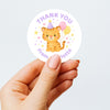 Pastel Tiger Thank You Stickers – Custom Name Kids Birthday Party Favour Labels