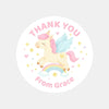 Pastel Unicorn Thank You Stickers – Custom Name Kids Birthday Party Favour Labels - Sticksy Prints Australia