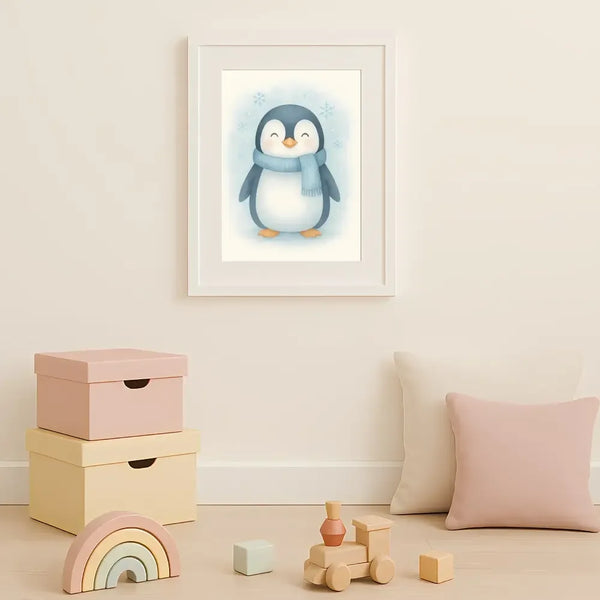 Penguin Nursery Wall Art Print – Arctic Animal Watercolour (Digital Download) - Sticksy Prints Australia