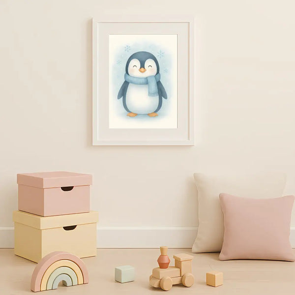 Penguin Nursery Wall Art Print – Arctic Animal Watercolour (Digital Download)