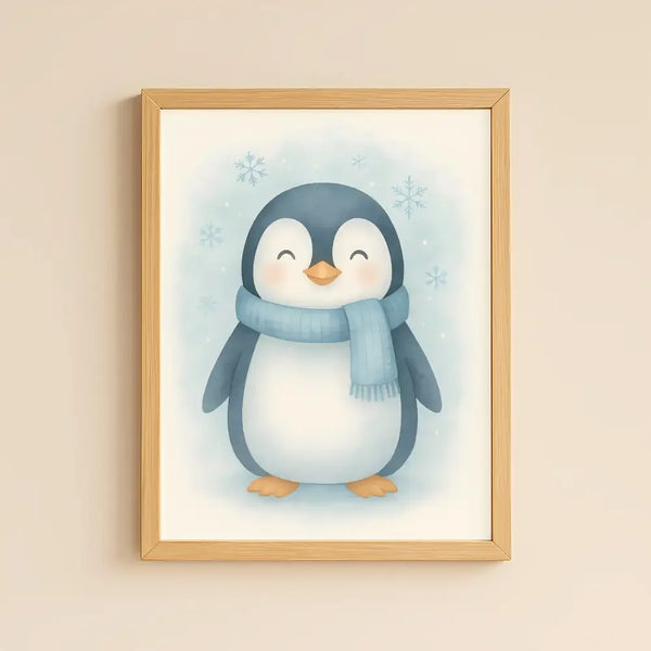 Penguin Nursery Wall Art Print – Arctic Animal Watercolour (Digital Download) - Sticksy Prints Australia