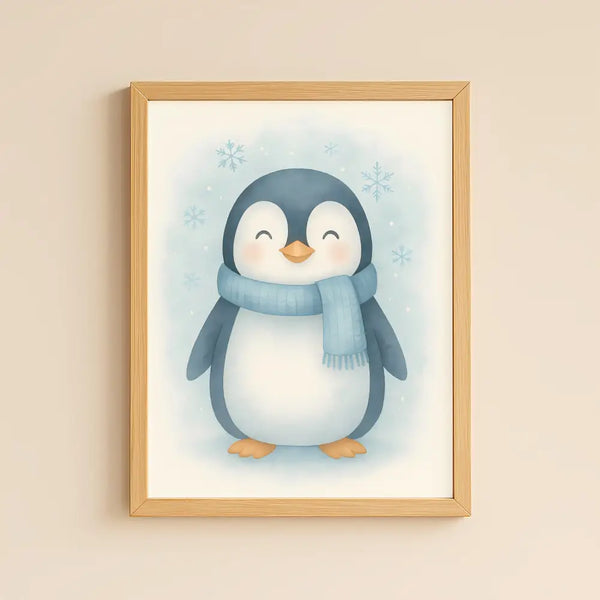 Penguin Nursery Wall Art Print – Arctic Animal Watercolour (Digital Download)
