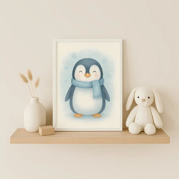 Penguin Nursery Wall Art Print – Arctic Animal Watercolour (Digital Download) - Sticksy Prints Australia