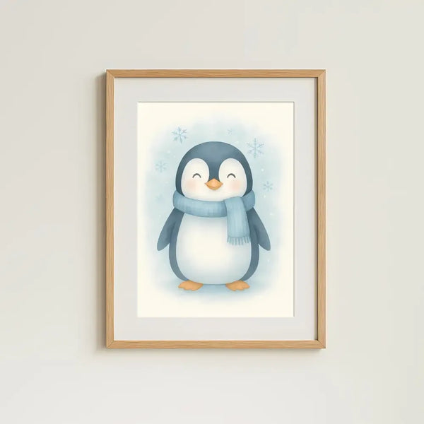 Penguin Nursery Wall Art Print – Arctic Animal Watercolour (Digital Download) - Sticksy Prints Australia